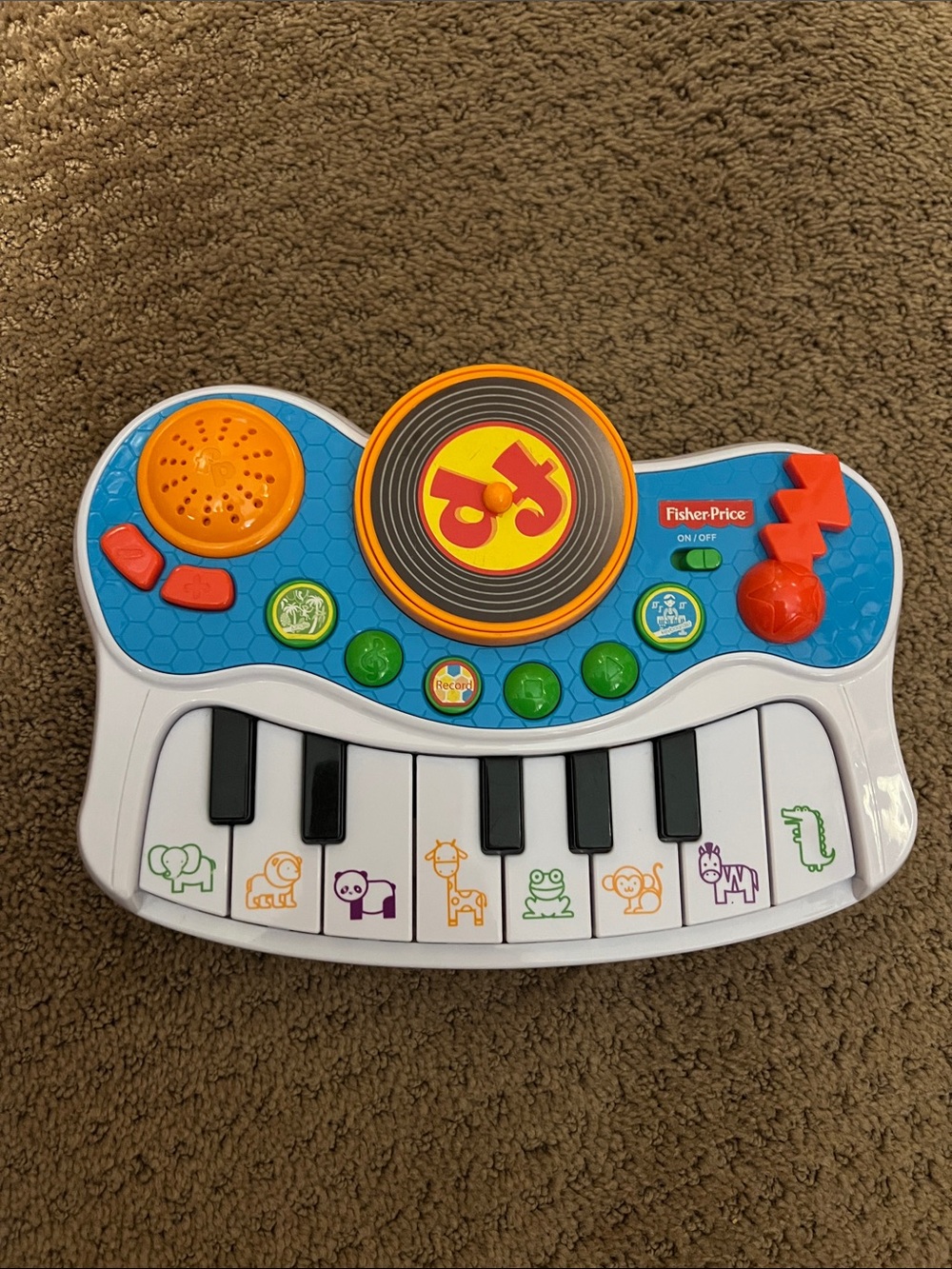 Fisher-Price Blue, White & Orange Animal Keyboard Piano Toy
